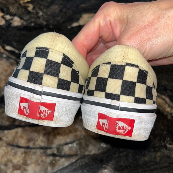 Vans Men 4, Women 5.5  Checkered SHOES Black white Slip-On sneakers retro canvas - Picture 6 of 12